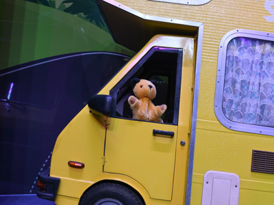 An image of Sooty in Sooty's Camper Van 